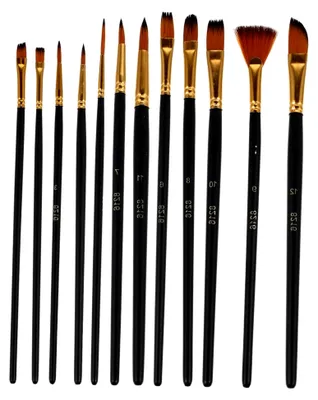 Produktbild von 12-teiliges Pinselset für Malerei mit Nylonhaaren, langlebig und leicht, vielseitig einsetzbar für Aquarell, Acryl und Ölfarben, komfortabler Griff für Anfänger und Künstler