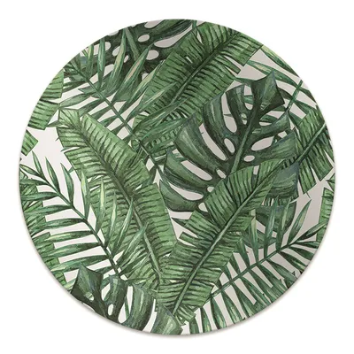 Produktbild von Rundmatte - Stuhlunterlage Bürostuhlunterlage - Rund Ø 100 cm - Bodenmatte - Fußmatte - Tropische Blätter