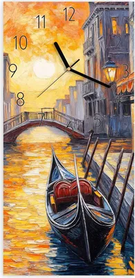 Produktbild von Wanduhr aus Glas mit Motiv Romantische Stadtansicht- 30 x 60 cm - inkl. Aufhängesystem