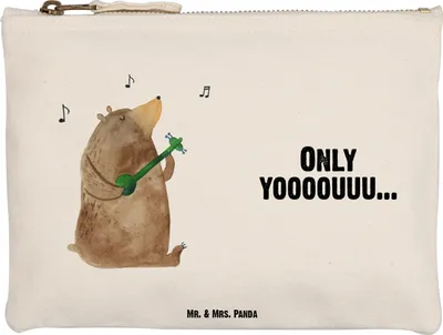 Produktbild von Mr. & Mrs. Panda Kosmetiktasche Bär Gitarre Größe M - Weiß - Geschenk, Federtasche, Etui, Teddy, Schminktasche, Mäppchen, kosmetiktäschchen