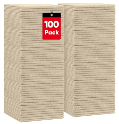 Zdjęcie produktu dla Omgoods - Brązowe ściereczki z mikrofibry do czyszczenia - 100 sztuk, nie pozostawiają smug i są bardzo chłonne