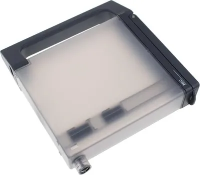 A water reservoir for a household appliance, shown from a diagonal angle against a white background.