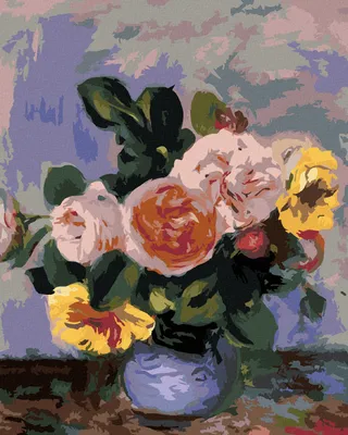Produktbild von Zuty - Malen nach Zahlen - ROSEN IN EINER VASE (PIERRE-AUGUSTE RENOIR), 40x50 cm, ohne Keilrahmen