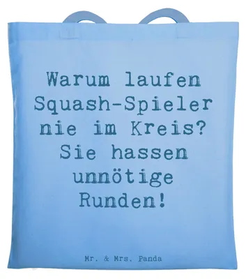 Produktbild von Mr. & Mrs. Panda Einkaufstasche Spruch Squash Weisheit - Sky Blue - Geschenk, zielgerichtet, Sportler, Fitness, Baumwollbeutel, Taktik, Teamsport, Spiel, Geschenke