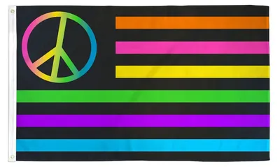 Flagge Neon USA Peace 150x90 cm Polyester 100D