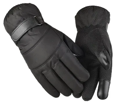 Produktbild von Winter-Outdoor-Handschuhe mit Touchscreen-Funktion, verstellbar, voller Fingerschutz, dickes, warmes Plüschfutter, winddicht, ideal für Damen und Herren, Fahrradhandschuhe, Zubehör