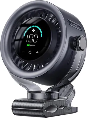 Produktbild von KIMMOO 4000mAh Akku-Clip-Ventilator mit LED-Display, 100 Stufen Touch-Control, 360° Rotation, leiser Turbo-Tischventilator, kleiner USB-Ventilator