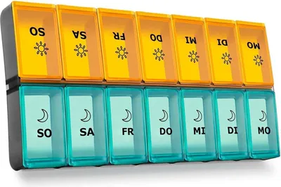 Produktbild von Tablettenbox 7 Tage Morgens Abends Groß - XL Tablettendose Vitamine Medikamente