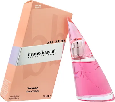 A box of Bruno Banani Woman Eau de Toilette and the perfume bottle.