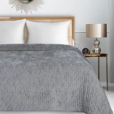 Zdjęcie produktu dla Narzuta szenilowa Chelen 220x240 szara miękka lekka elegancka