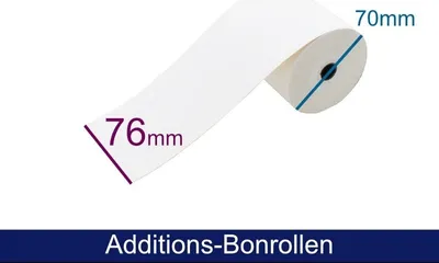 Immagine prodotto di Rotolo di carta per registrazioni - 2 strati, 76 x 65-70 x 12 (L/P/A), bianco/giallo, circa 25 m
