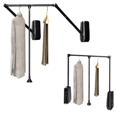 Teleskop-Kleiderstange, Stahl, schwarz, 83-115 cm, 12 kg Belastung