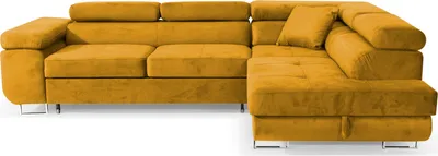 Produktbild von Ecksofa mit Schlaffunktion & Stauraum, L-Form Gelb, Kronos Stoff, Sofiland Aller L