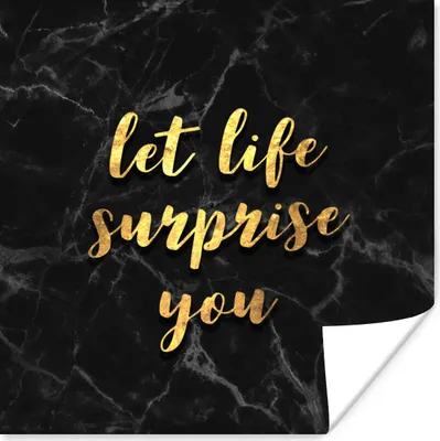 Produktbild von MuchoWow® Poster Zitate - Überraschung - Gold - Marmor 75x75 cm - Wand Dekoration