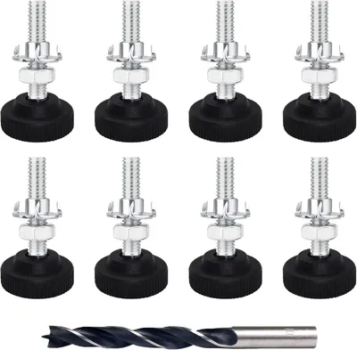 Obrázok produktu pre Nohy na nábytok, nastaviteľné, kovové, M8 x 30 mm, 8 kusov