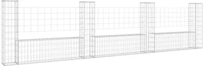 Produktbild von vidaXL Gabionenkorb U-Form mit 4 Säulen Eisen 380x20x100 cm