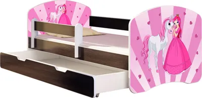 Produktbild von ACMA Jugendbett Kinderbett Junior-Bett Komplett-Set mit Matratze Lattenrost und Rausfallschutz Wenge 08 Princess 180x80 + Bettkasten