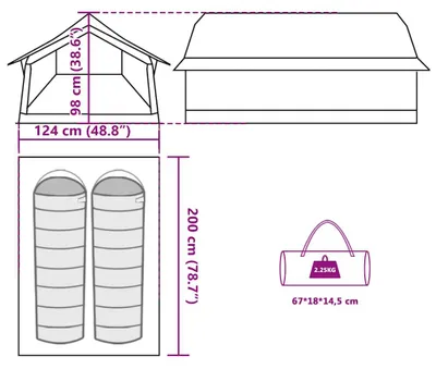 Produktbild von vidaXL Campingzelt 2 Personen Braun Wasserdicht