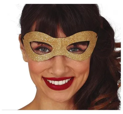 Productafbeelding van Carnavalsaccessoire, figuurmasker, superheldenmasker, glitteroogmasker, kostuumaccessoire voor carnaval, masker voor een bal, verkleedaccessoire, accessoire voor oudejaarsfeest, kleur: goud