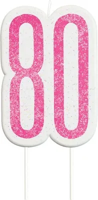 Produktbild von Glitzernde Kerze mit der Zahl 80 für Geburtstage und Jubiläen, in Rosa und Silber