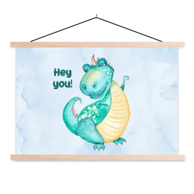 Obrázek produktu pro MuchoWow® Textilní plakát - Dinosaurus - Školka - Citát - Chlapci - Dívky - Dítě - 60x40cm - S hnědými lamelami