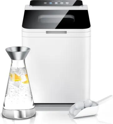 Produktbild von Arendo Eiswürfelmaschine Edelstahl, 1,4 Liter Wassertank, Eiswürfelbereiter, 13 - 14 kg in 24 h, Ice Cube Maker mit Sichtfenster & Status LEDs, Weiß