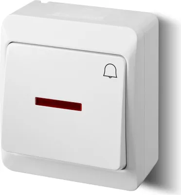 Immagine prodotto di Interruttore per campanello con illuminazione, montaggio a superficie, IP44, bianco, HERMES