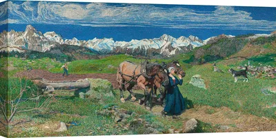 Immagine prodotto di Stampe su tela - Giovanni Segantini - Primavera nelle Alpi, 1897 - 120 x 60 cm