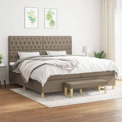 Produktbild von The Living Store Boxspringbett mit Matratze Taupe 200x200 cm Stoff