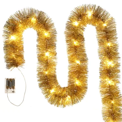 Immagine prodotto di Catena luminosa natalizia a LED dorata, alimentata a batteria, lunghezza 6 metri