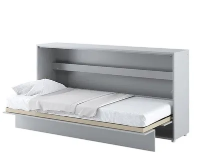Produktbild von Bed Concept BC-06 Wandklappbett Horizontal Schrankbett mit Matratze, 90x200 cm - Grau