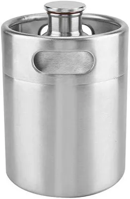 Bierfass aus Edelstahl, 2 L, mit Spiraldeckel, tragbar