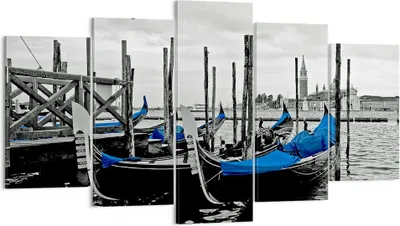Produktbild von Bild auf Leinwand - Leinwandbild - Venedig Gondel Leuchtturm - 160x85cm - Wand Bild - Wanddeko - Leinwanddruck - Bilder - Kunstdruck - Wanddekoration - Leinwand bilder - Wandkunst - EA160x85-0446