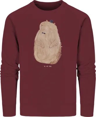 Produktbild von Mr. & Mrs. Panda Bio Baumwoll Pullover Murmeltier Größe M - Burgundy - Geschenk, Rundhals, Sweater, Fröhlichkeit, Pulli, Respekt, Anstand, Sweatshirt, Lustige Sprüche