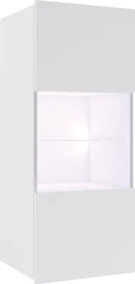 Produktbild von Vitrine Amanda Hängevitrine mit Teilweise Glastüren Hängeschrank Wandschrank (Weiß matt + Weiß Hochglanz Fronten)