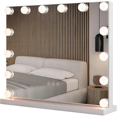 Obrázek produktu pro Kosmetické zrcátko se 14 stmívatelnými LED žárovkami B0D7HFTF2V, 50 x 12 x 43 cm, bílé