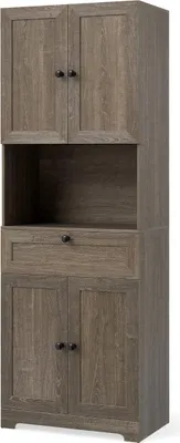 Produktbild von Hoher Badezimmerschrank mit 4 Türen, 1 Schublade und verstellbarem Einlegeboden