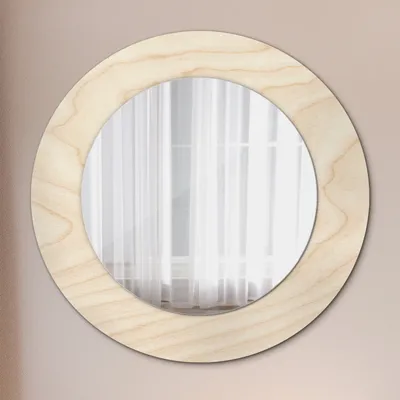 Produktbild von Runder Spiegel mit Modernem Aufdruck - Dekospiegel Wandmontage -Holz Textur- Ø60cm