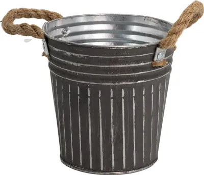Produktbild von Metall Blumentopf grau Ø 18 x 17cm Pflanz-Töpfe Übertopf bepflanzbar
