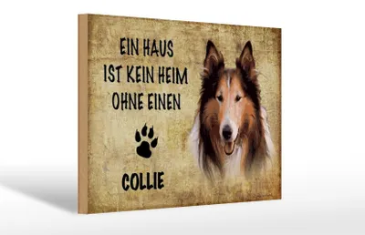 Produktbild von Holzschild Spruch 30x20cm Collie Hund ohne kein Heim