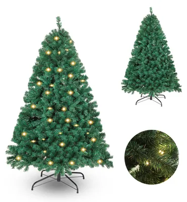 Obrázek produktu pro Vánoční stromek Ikodm, výška 120 cm, s LED osvětlením, 150 teplých bílých LED diod, 340 špiček, umělá jedle s kovovým podstavcem