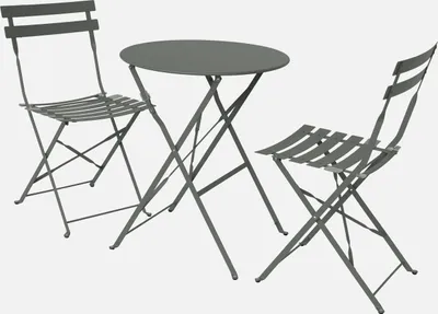 Produktbild von sweeek - Klappbarer Bistro-Gartentisch aus Stahl + 2 Stühlen - Khaki