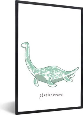 Produktbild von MuchoWow® Gerahmtes Poster Kinderzimmer - Plesiosaurier - Dinosaurier - Junge - Mädchen - Kind 40x60 cm - Poster mit Schwarzem Bilderrahmen Wandposter Rahmen Foto Bilder - Papierdruck - Wandbilder