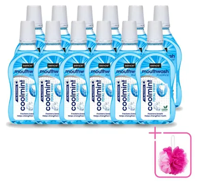 Immagine prodotto di 12 flaconi di collutorio Sence Fresh Coolmint, 500 ml ciascuno, confezione risparmio, 12 pezzi