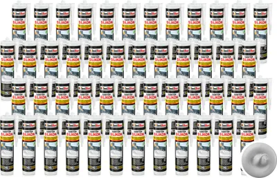 Produktbild von Isolbau Sanitär Silikon 48 x 300 ml Hellgrau - Hochelastischer Silikon-Dichtstoff für Abdichtungen & Fugen – Schimmelresistent, wasserdicht -  Kartusche