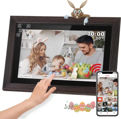 Produktbild von Kruger&Matz FRAMEO Wi-Fi 15" digitaler Bilderrahmen Holzrahmen