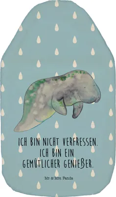 Produktbild von Mr. & Mrs. Panda Wärmflasche Seekuh Chillen - Blau Pastell - Geschenk, Wärmflaschen, Diät, Flauschige, Meer, mit Bezug, Zucker, Essen, gummi, Wärmekissen, Süßigkeiten