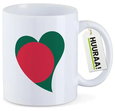 Produktbild von Huuraa Kaffeetasse Bangladesch Flagge Herz 330ml Weiß Keramik Kaffeebecher Geschenkidee