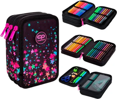 Produktbild von COOLPACK - JUMPER 3 - Dreifach-Federmäppchen mit Zubehör - GALAXY