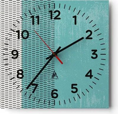 Produktbild von Wanduhr - Quadrat - Glasuhr - Abstraktion Modern Striche - 40x40cm - Schleichendes Uhrwerk - Lautlos - zum Aufhängen bereit - Dekoration Modern - Wanddekoration aus Glas - C4AC40x40-4639